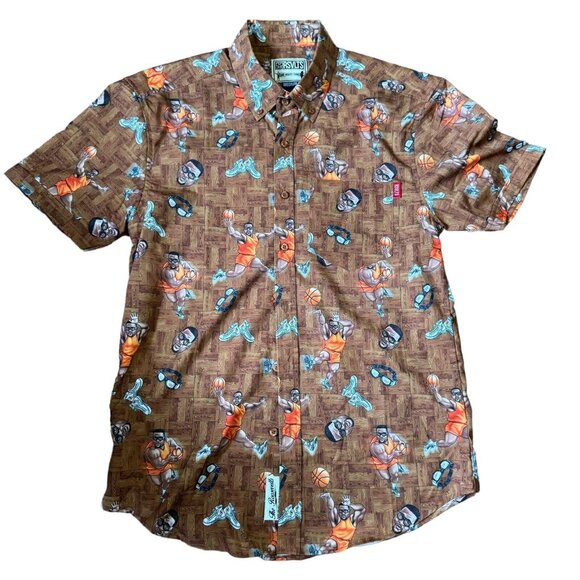 The RSVLTS Other - RSVLTS Shirt Mens Medium Anthony Spice Adams Basketball Kunuflex Button Down